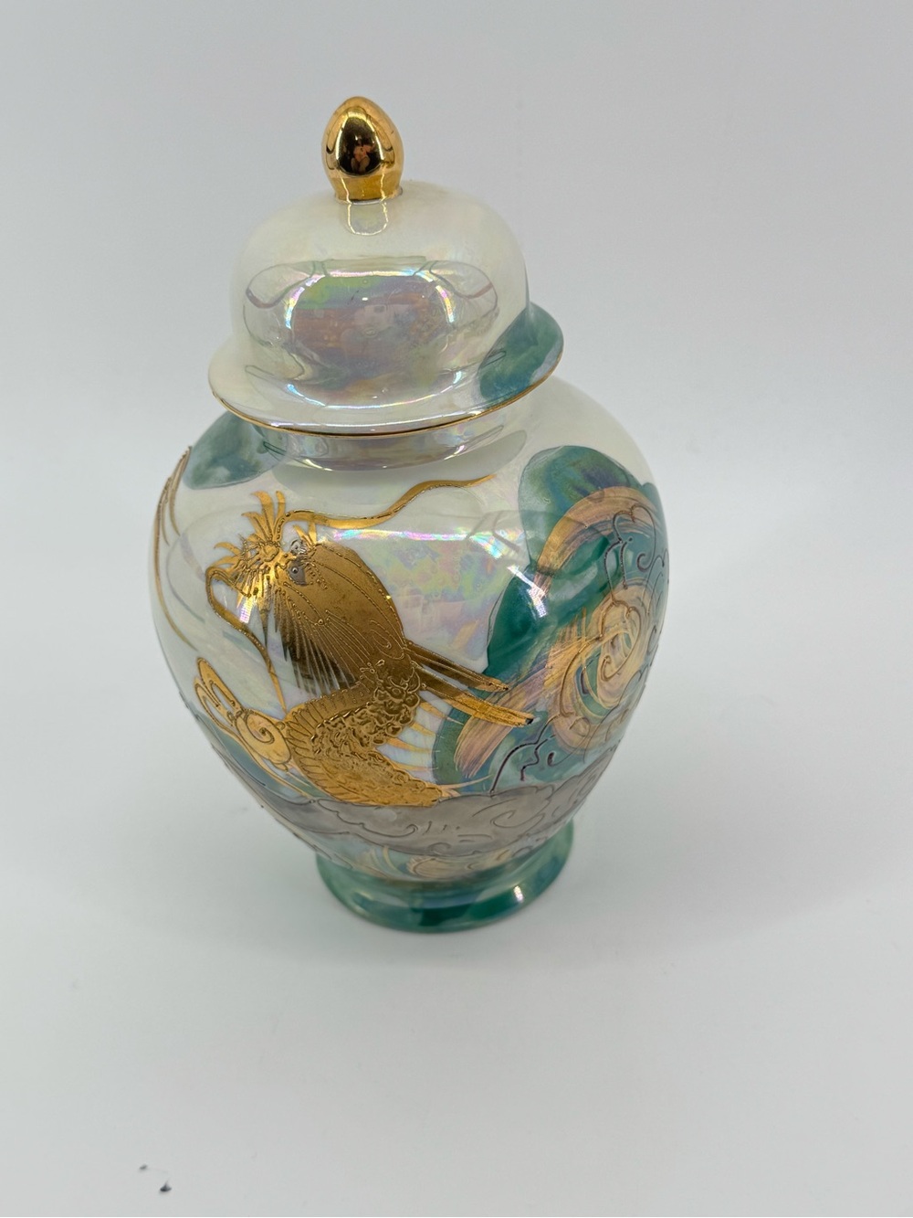 vintage Aito China MCI Japan lusterware ginger jar  Hand Painted Gold Dragon